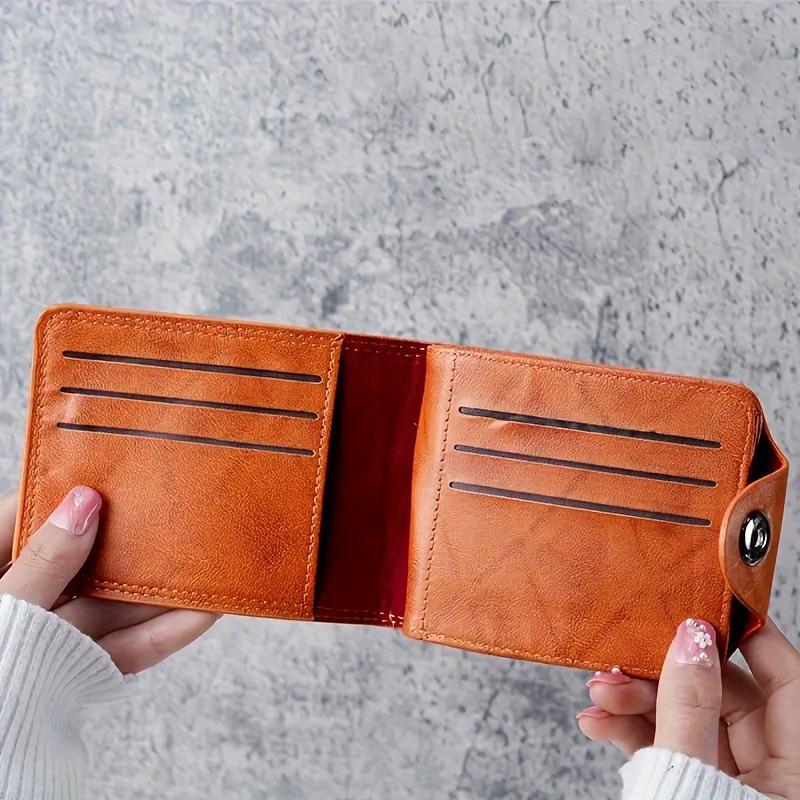 Retro Banknote Design Wallet, Unisex Slim Snap-Closure Coin Purse with Multiple Card Slots, Black & Brown Durable for Everyday Use