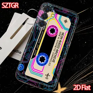 Phone Case - 2D Neon Retro Cassette Phone Case, Retro Sci-Fi Style, Compatible with iPhone 17 Pro Max, Samsung Galaxy S22, S23, S24, S25, A26, A13, A14, A15, A16, A36, A52, A17, A33, A34, A53, A54. Women's Gift, Elegant Phone Case, Fashionable Protective