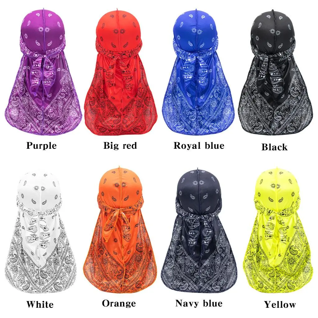 Men's Paisley Long-Tail Durag, Adjustable Pirate-Style Breathable Headwrap for Streetwear and Hair Protection, Scarf Head Wrap
