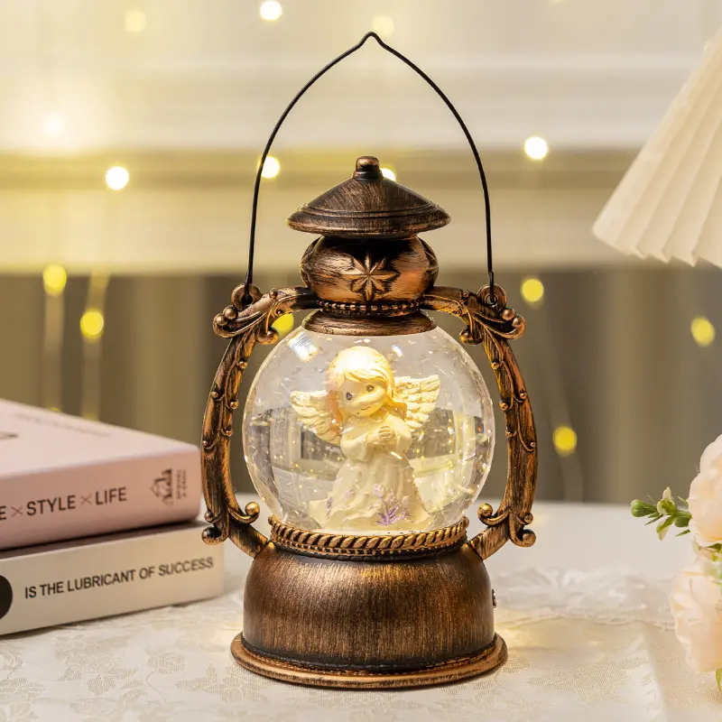 Christmas Crystal Ball Music Box with Angel Design, Battery & USB Powered, 8 Songs, Table Decoration, Home Decor Gift