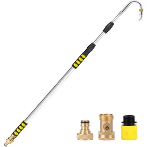 Gutter Cleaning Tools from The Ground, 20FT  Telescoping Gutter Cleaner Tool, Rain Gutters Cleaning Wand with 360? Metal , Gutters Cleaner Hose Attachment & Connection Adapter