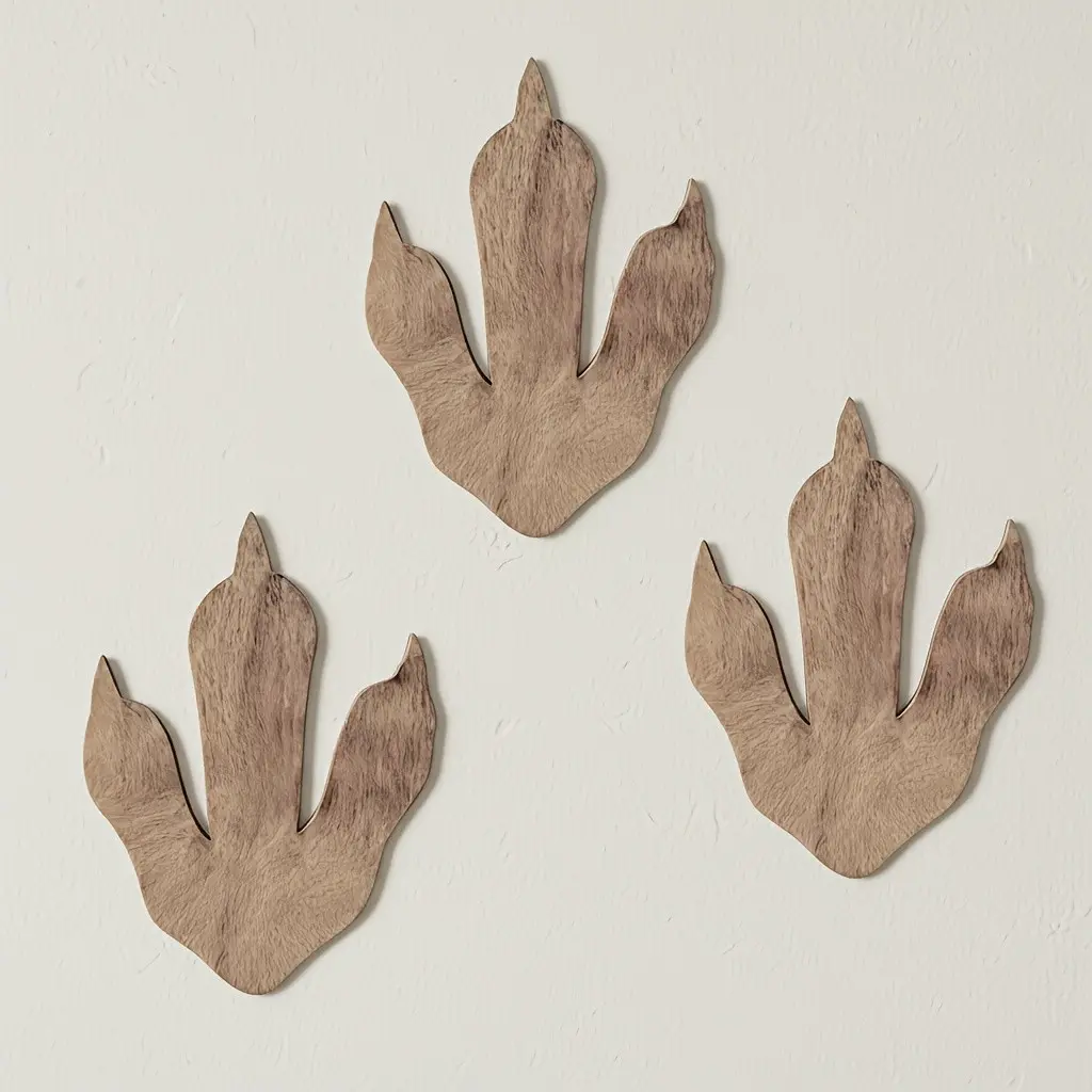 3 Wooden Dinosaur Footprints, Bedroom Decor, Wall Art Design, Room Decoration, Rural Jungle Theme, Kids' Room Accessories