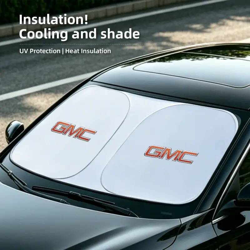 Car Windshield Sun Shade Cover Foldable Front Window Sun Visor Blocks UV Refletive Car Parasol Sunshade Windshield Shade Protector For GMC Terrain Sierra Canyon Yukon Acadia Savana Denali AT4 Granite