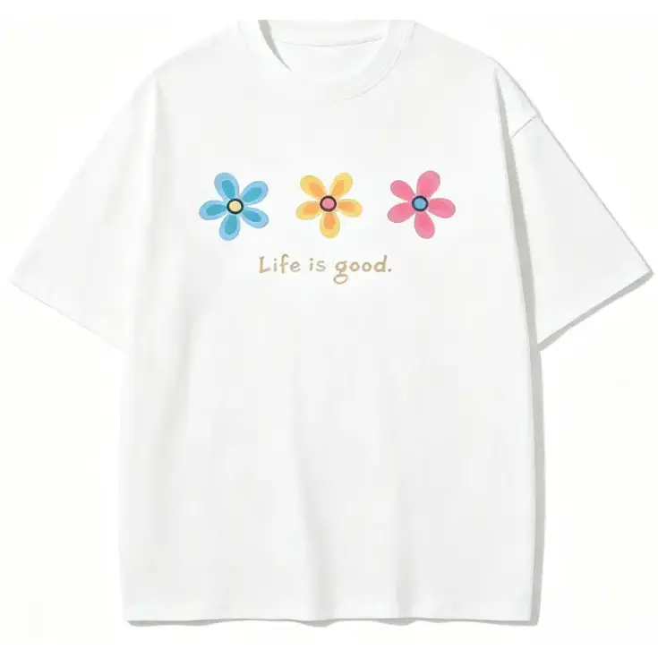 Unisex Pastel Daisy Printed Sports Top - 3 Flower Pattern, Minimalist Front, SummerVibes, Loose, Soft, Breathable Casual T-Shirt for Sports & Outdoor Use
