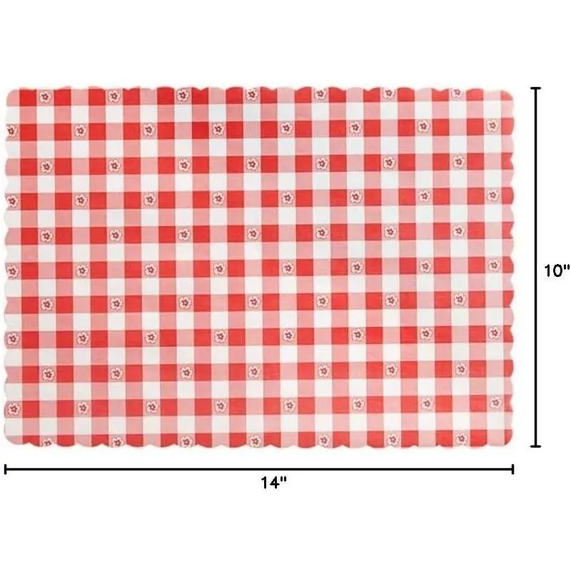 Disposable Paper Placemats – Premium, 50 Pack of Red Scalloped Edge Placemats, Perfect Size 10x 14