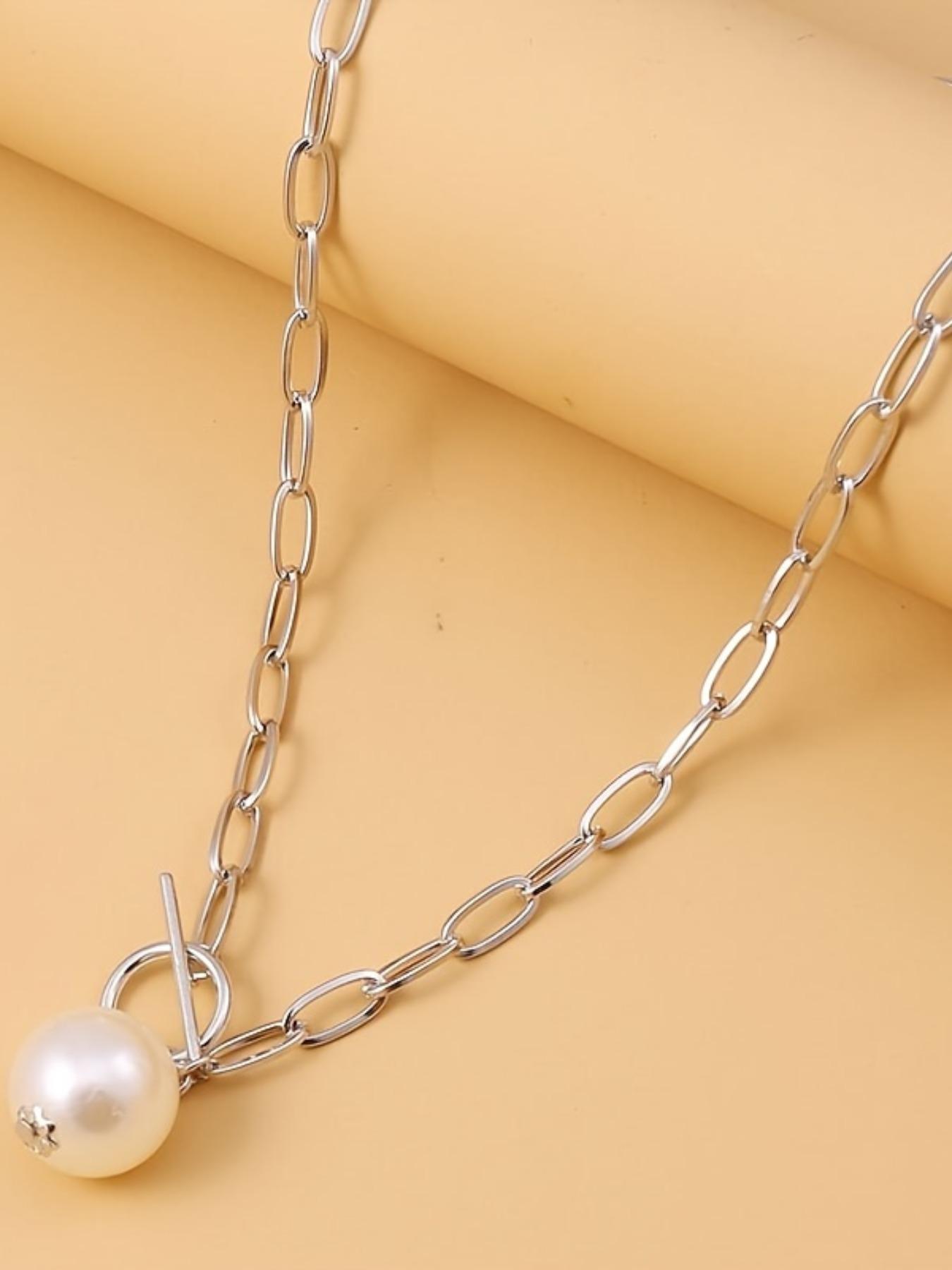 Fashion Faux Pearl Decorated Necklace for Women for Gift, Clavicle Matching Necklace, Stainless Steel Jewelry for Party, Daily Decor, Trendy All-match & Exquisite Jewelry for Birthday Gift