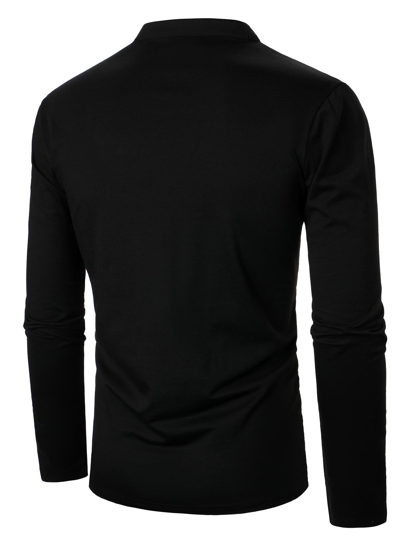 Men's Colorblock Half Button Polo Shirt, Regular Fit Casual Long Sleeve Top for Fall & Winter, Men's Clothes for Daily Wear, Fall Clothes 2024, Menswear