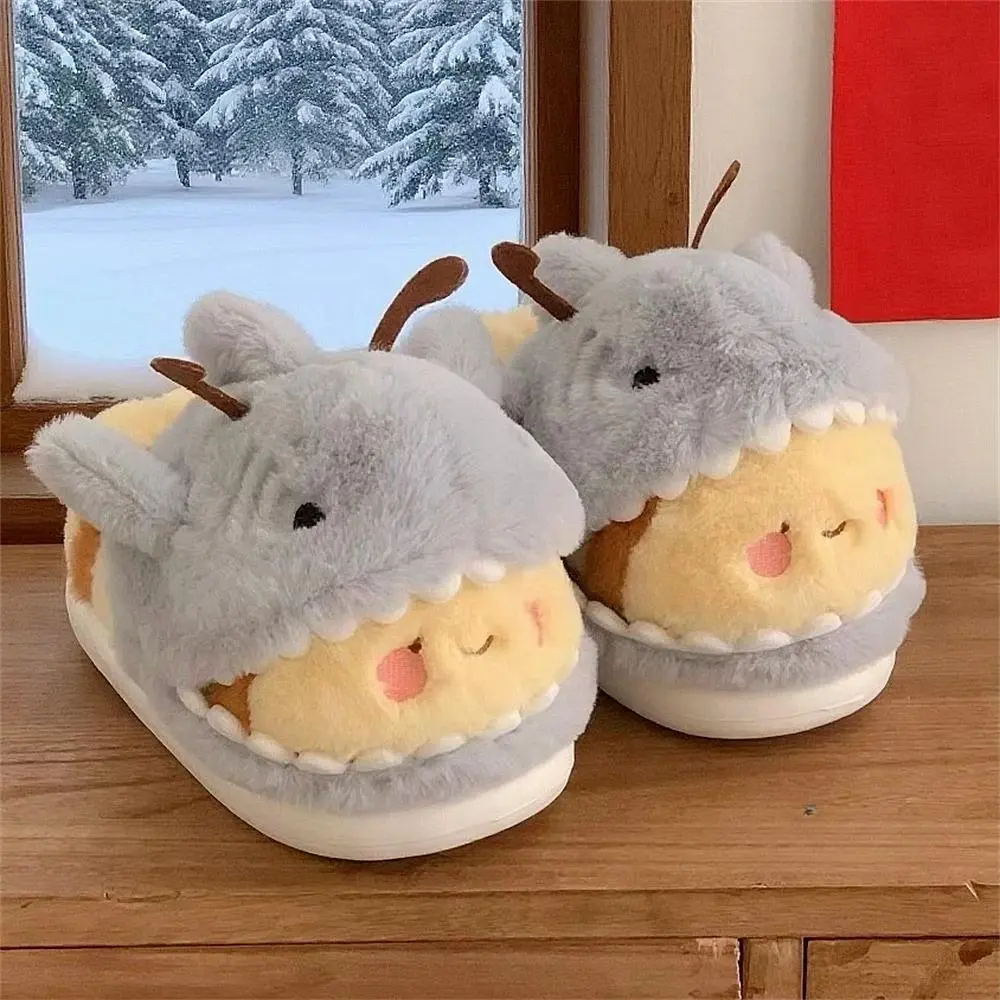 Ladies Casual Cute 3D Shark Bee Plush Slippers Child Fun Cartoon Home Winter Slippers Couple Parent-child Outdoor Cotton Shoes