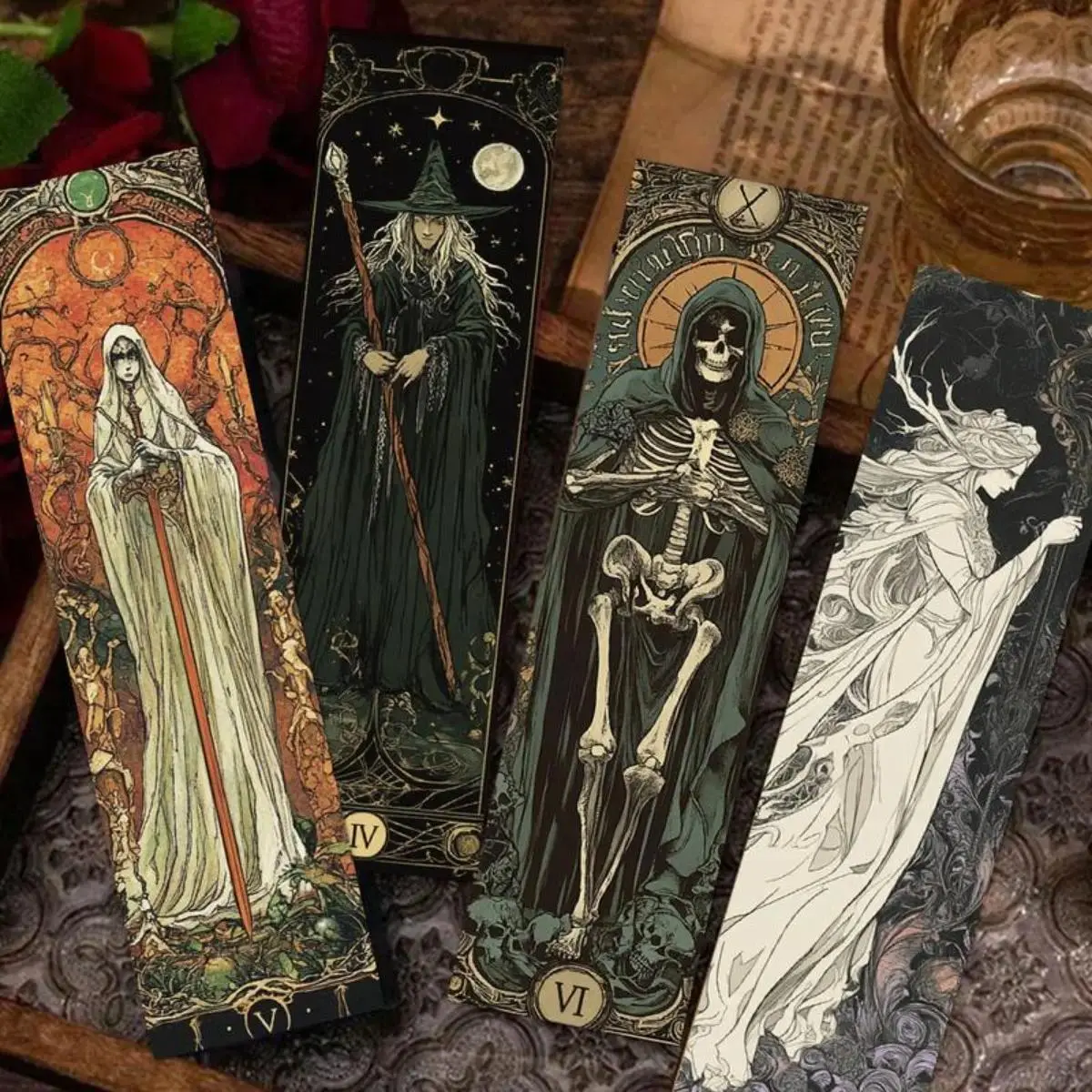 30/60PCS Gothic Dark Wizard Bookmarks, Creative Reading Tags for DIY Book Lovers, Cozy Winter Reading Accessories
