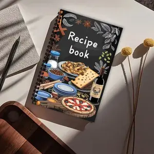 Left Side Spiral Binding Notebook, Flat Laying Writing, Convenient for Recording Cooking Steps, Ideal for Recipe Notes