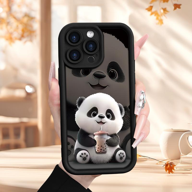 Case Designed for iPhone 16 Pro Max 15 Plus 14 13 Mini 12 11 X XR XS Creative Panda Pattern Design Drop Protection Anti-Scratch Silicone Soft Phone Cover Gift for Girls and Women