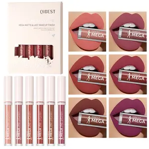 6-Piece Matte Lip Gloss Set Velvet Lightweight Silky Texture Highly Pigmented Waterproof Non-Drying Long-Lasting Makeup