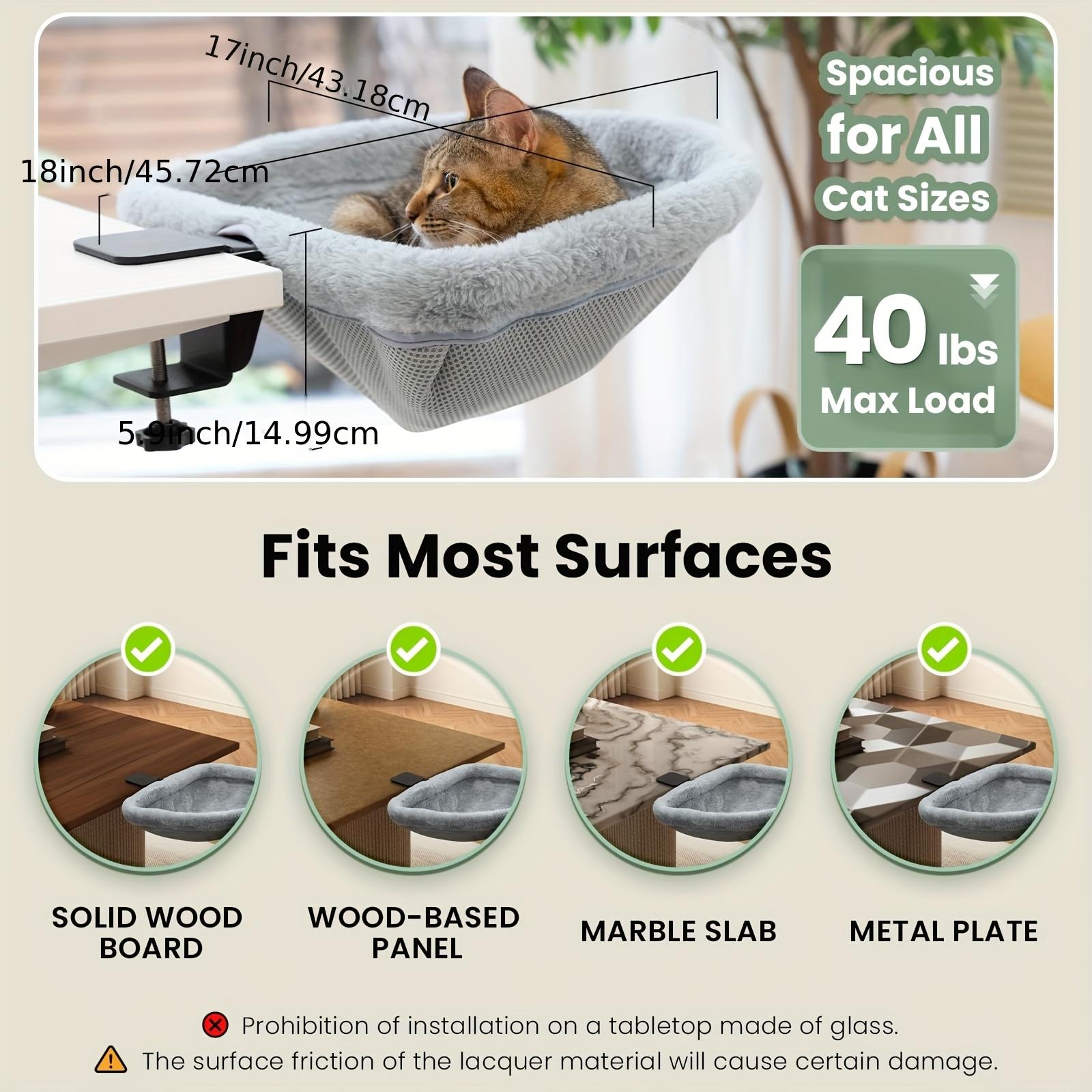 Desktop Cat Bed - One-Key Foldable, Sunken Design, Space-Saving Semi-Circular Cat Nest, Soft Faux Rabbit Fur, for Various Desks - Max Weight Capacity 40 Lbs