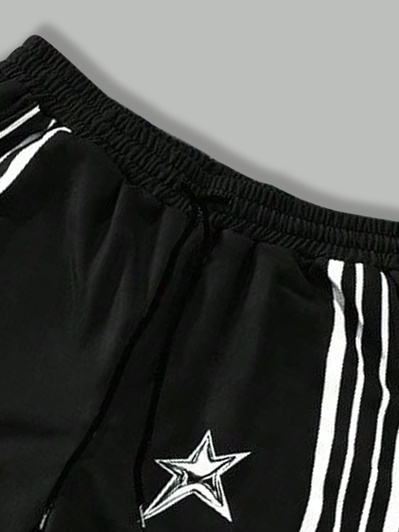 Men's Tiger Print Drop Shoulder Tee & Striped Print Trouser  Two-piece Set, Regular Fit Casual Fashion Cozy Breathable Two Piece Outfits for Daily Outdoor Wear, Men Clothes for All Seasons