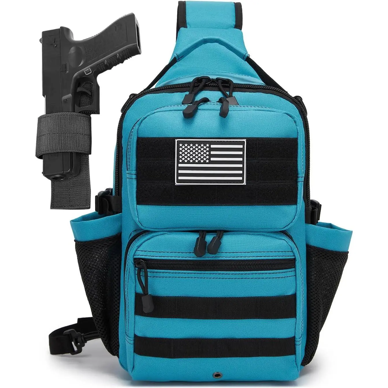 Tactical Sling Backpack Holster Range Shoulder Bag 15L Crossbody Bag Water Bottle Holder Radio Pouch 6 Elastic Slots