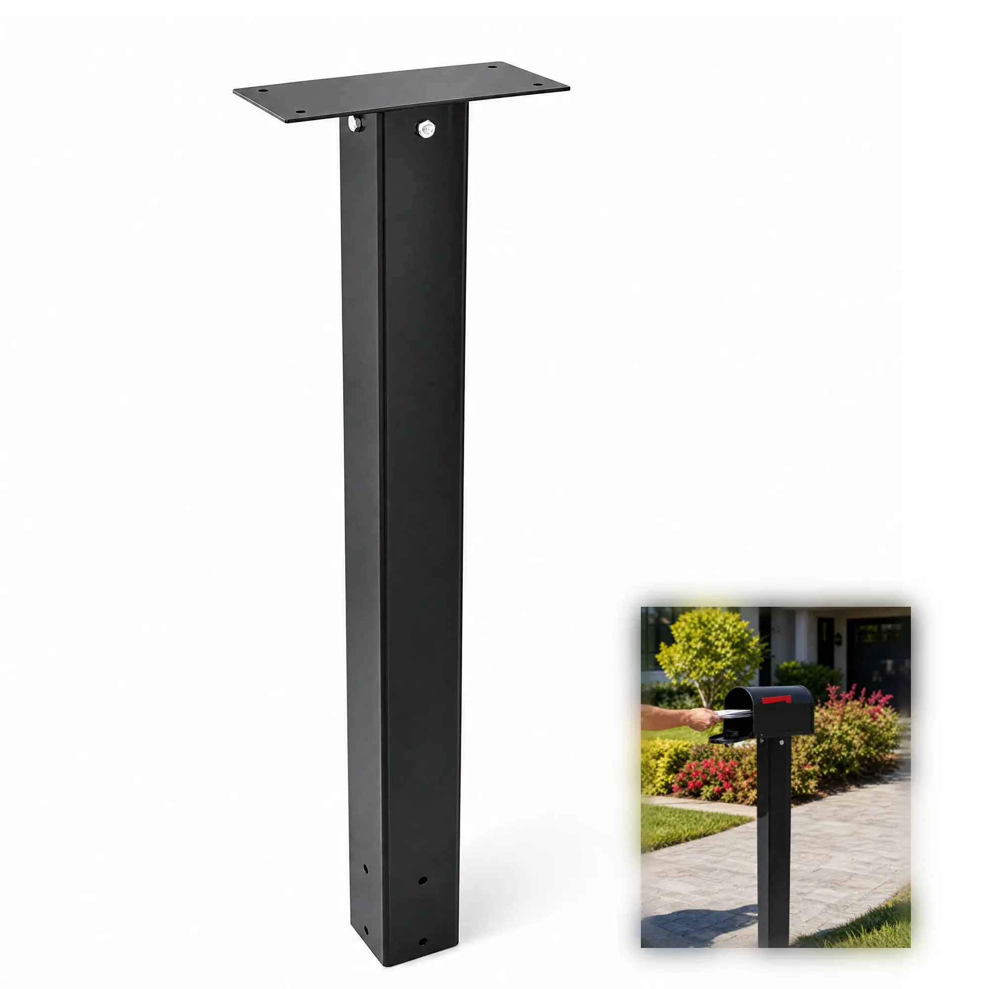Garvee 46''Mailbox Post, in-Ground Mount Metal Mailbox Posts for Outside