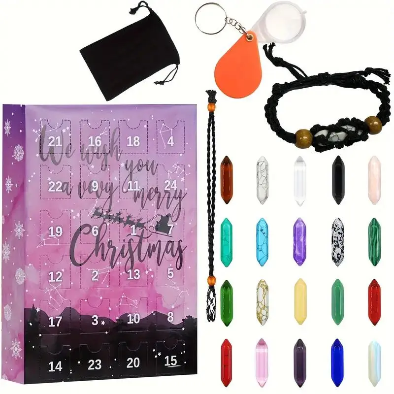 Luxury Contemporary Advent Calendar, 24-Day Countdown to Christmas, Includes Necklace Holder, Magnifying Glass, Storage Bag
