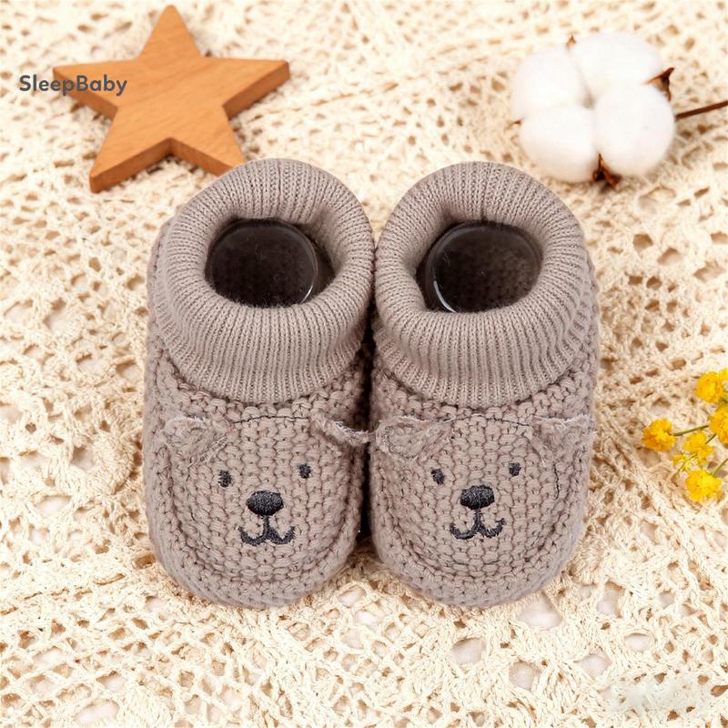 Knitted Baby Booties with Ears Soft Infant Boots Comfortable Winter Shoes for Boys and Girls