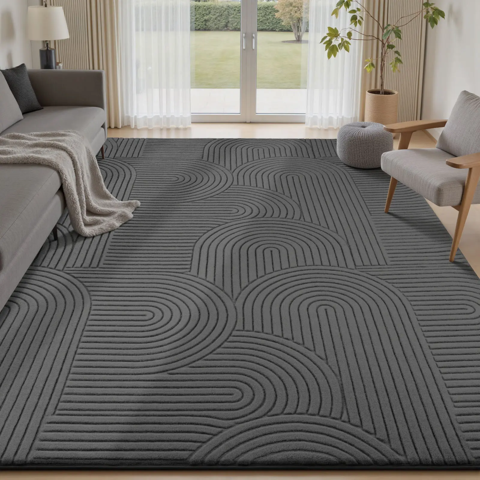 FAMVAL Big Size Premium Area Rug for Living Room Bedroom Nursery Dorm Kids Room Apartment, Fluffy Soft Machine Washable Carpet, Thick Luxury Geometric Design