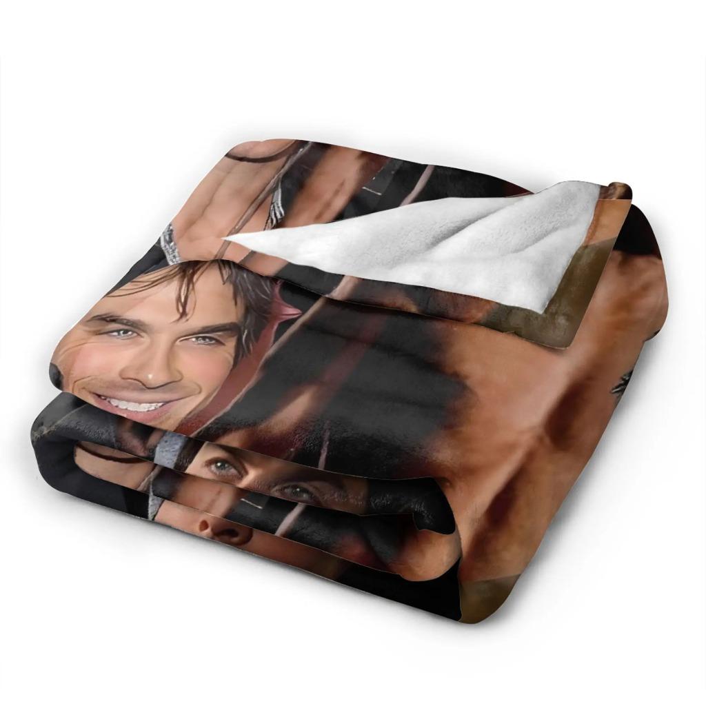 The Vampire Diaries Damon Salvatore  TV Series Blanket  Picnic Flannel Throw Blanket For Home Decor Soft Quality Bedspread Gift  Soft and lightweight, a must-have for every family