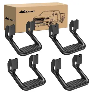 Nilight Chrome Aluminum Alloy Side Step Nerf Bars, 2in Shank, 350 lbs Load Capacity, Enhanced Grip Slip-Proof Design, 4PCS Universal Fit for Chevy Ford Toyota GMC Dodge RAM Trucks