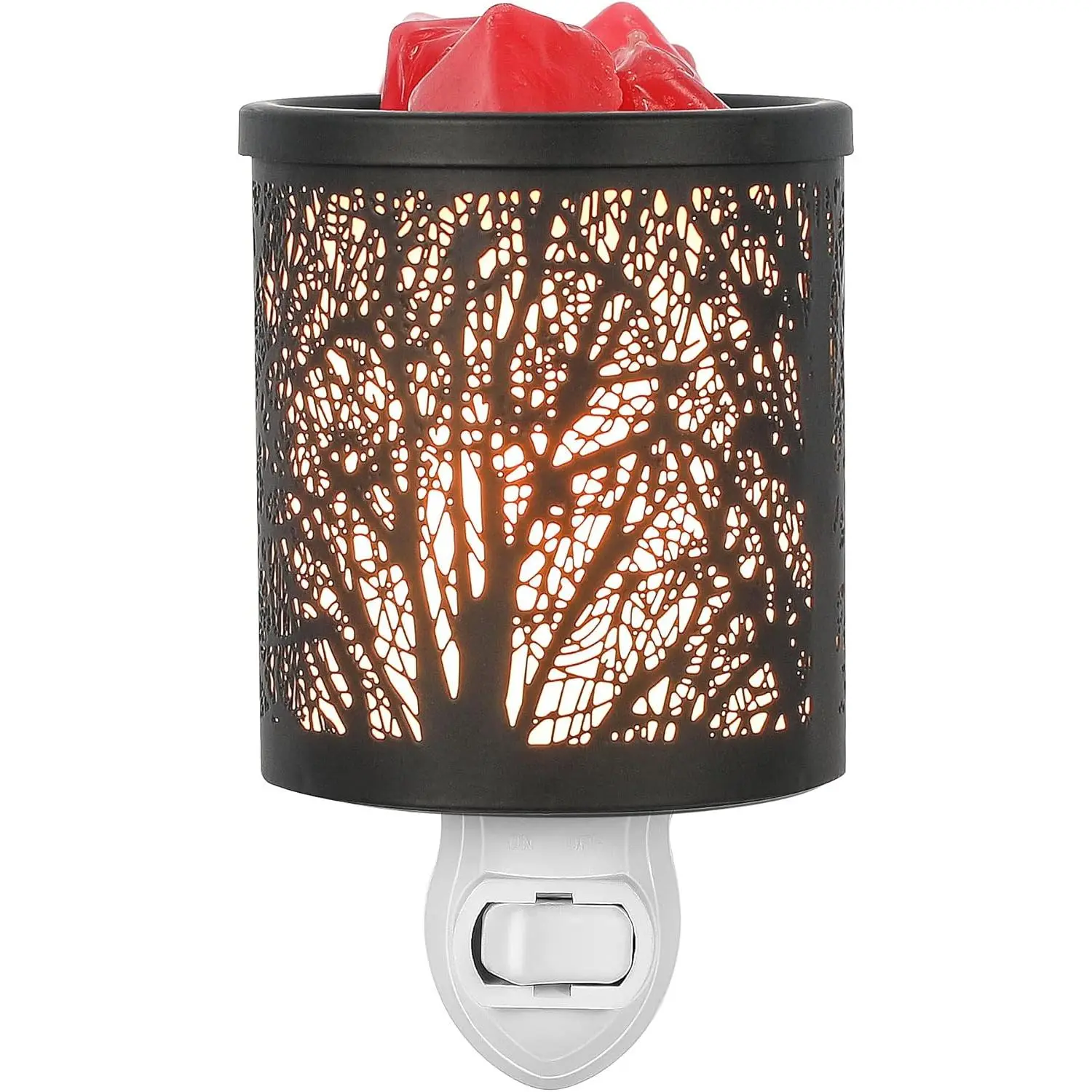 Wall Plug in Wax Warmer Metal Black Wax Burner with Removable Dish, Oil Warmer Night Light for  Bedroom Room( Tree )
