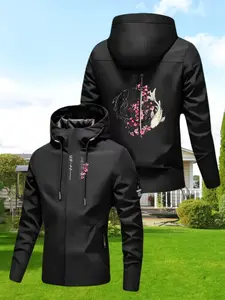 Trendy Windproof Waterproof Hardshell Jacket, High Elasticity Breathable Design, Perfect for All Seasons, Ideal for Hiking School Work