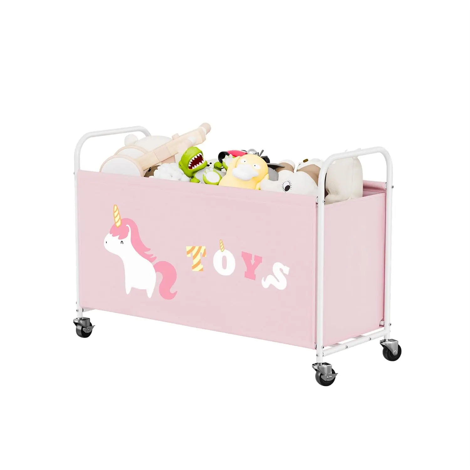 Toy Box for Boys Girls, Extra Large Toy Chest Storage with Wheels, Metal Kids Toy Storage Organizer for Living Room Storage, 135L Toy Bins for Kids Organizer Stuffed Animals, Pink