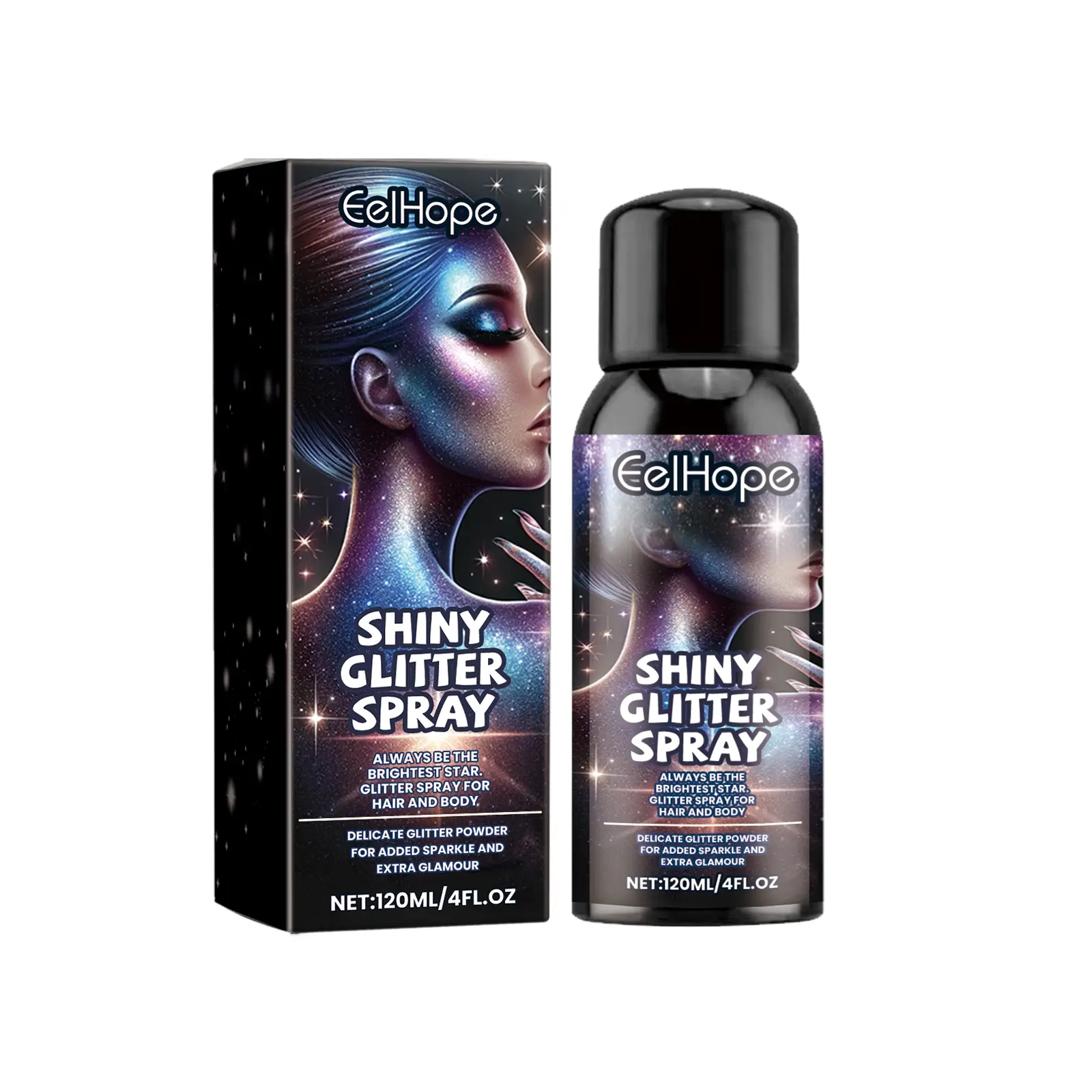 Eelhope Highlight Brightening Glitter Spray, Hair Body Collarbone Spray Brightening Glitter Powder Holiday Bash
