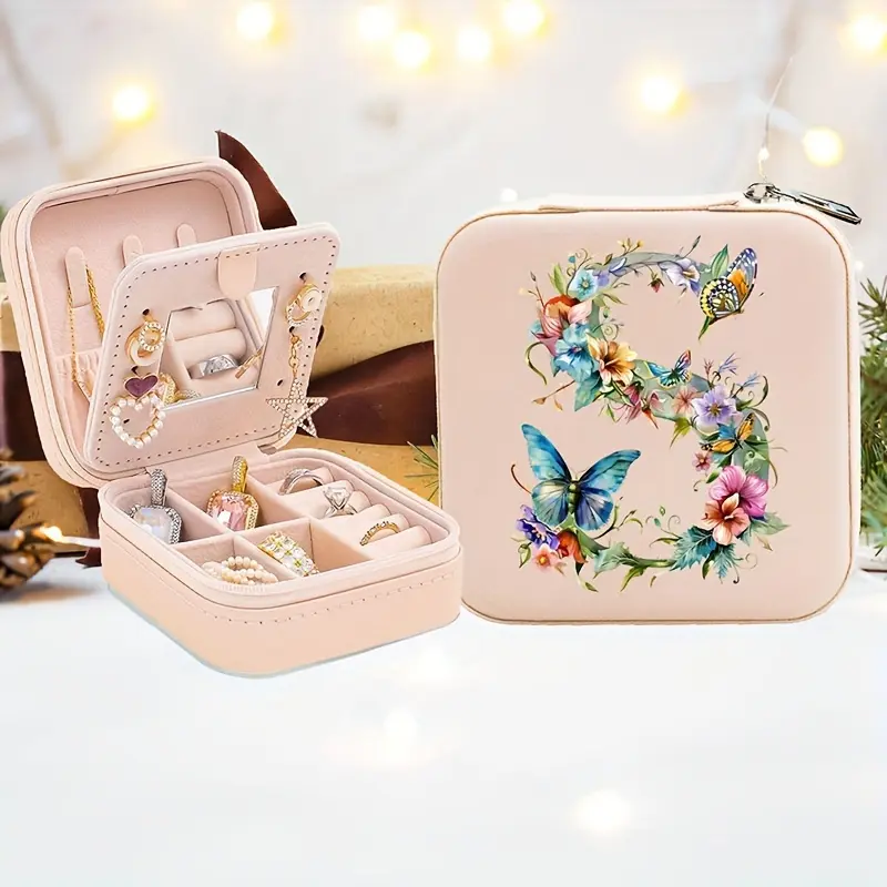 Personalized Letter Jewelry Storage Box, Travel Jewelry Organizer