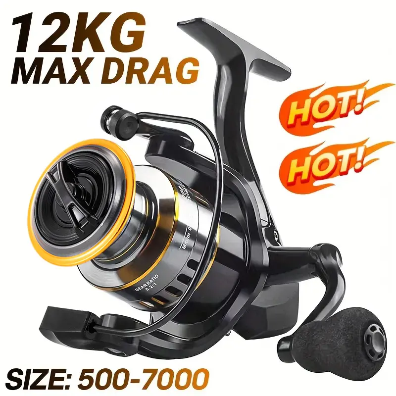 HE-6000-7000 Saltwater Spinning Fishing Reel, Full-Metal Body, Reversible Left-Right Handle, Heavy-Duty Surf Casting Reel for Sea Fishing