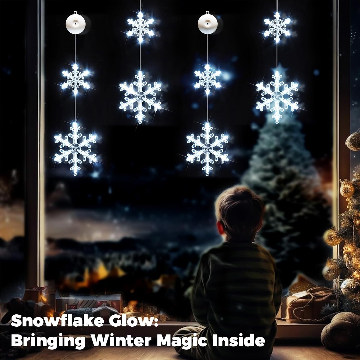 Christmas Window Lights Decorations, 2 count Operated Snowflake Lights with Suction Cup, Timer & 2modes Hanging Christmas Light for Tree, Indoor, Holiday, Fireplace, Wall, Cool White Christmas Window Lights Decorations, 2 count Operated Snowflake Lights with Suction Cup, Timer & 2modes Hanging Christmas Light for Tree, Indoor, Holiday, Fireplace, Wall, Cool White