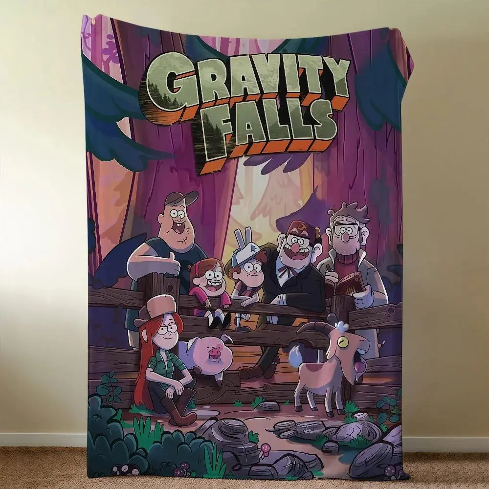 Gravity Falls Cartoon Flannel Throw Blanket Cozy Soft for Bedroom Sofa Fan Gift