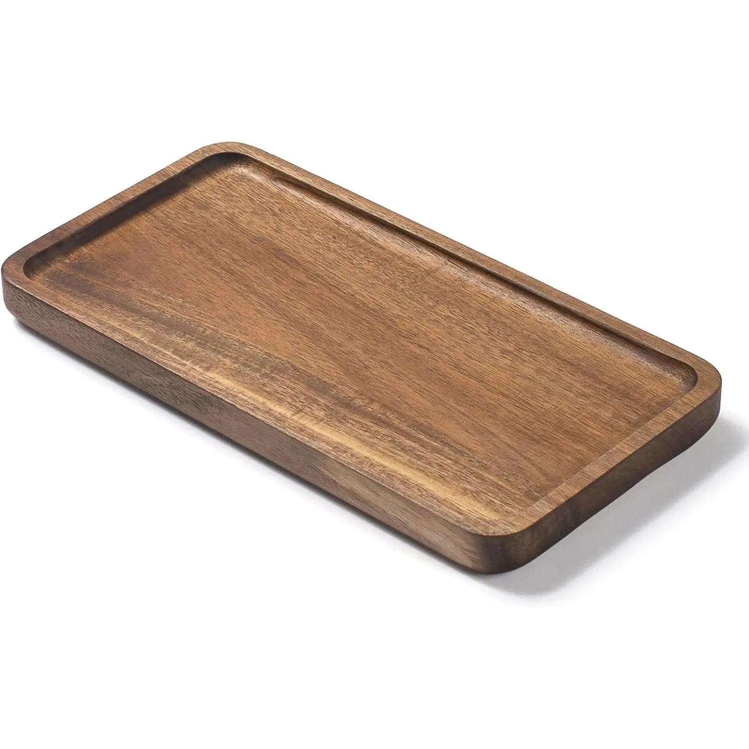 Smooth Simple Retro Wooden Bathroom Vanity Tray, Multi-Use Wipe-Clean Bathroom Counter & Toilet Tank Organizer for Home Decor (9.8x5.1x0.8 in) - Organize Items Efficiently, One Piece