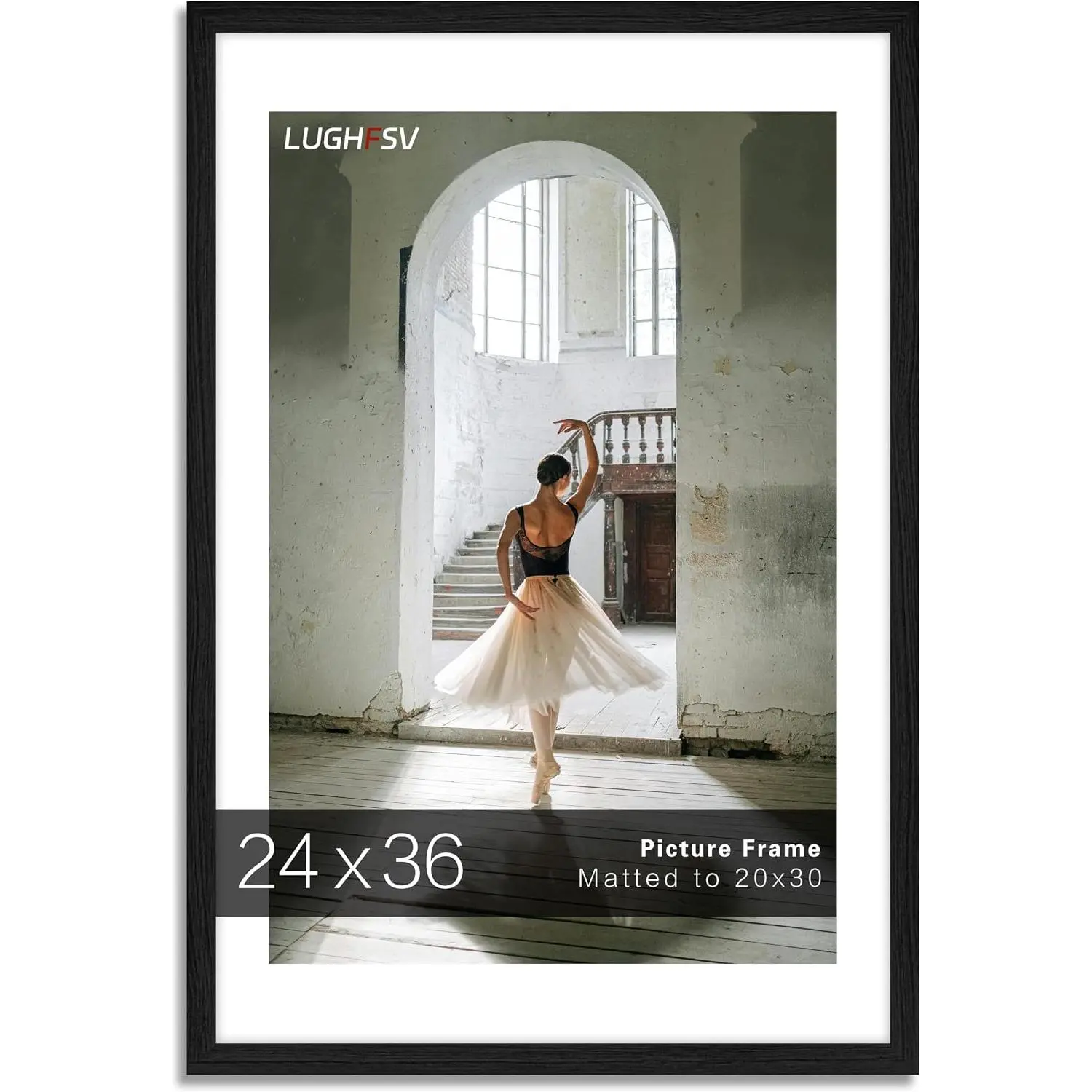 24x36 Picture Frame for Wall, Poster Frame 20x30 with Mat or 24x36 without Mat, Horizontal and Vertical for Wall Mounting, Home Office Decoration
