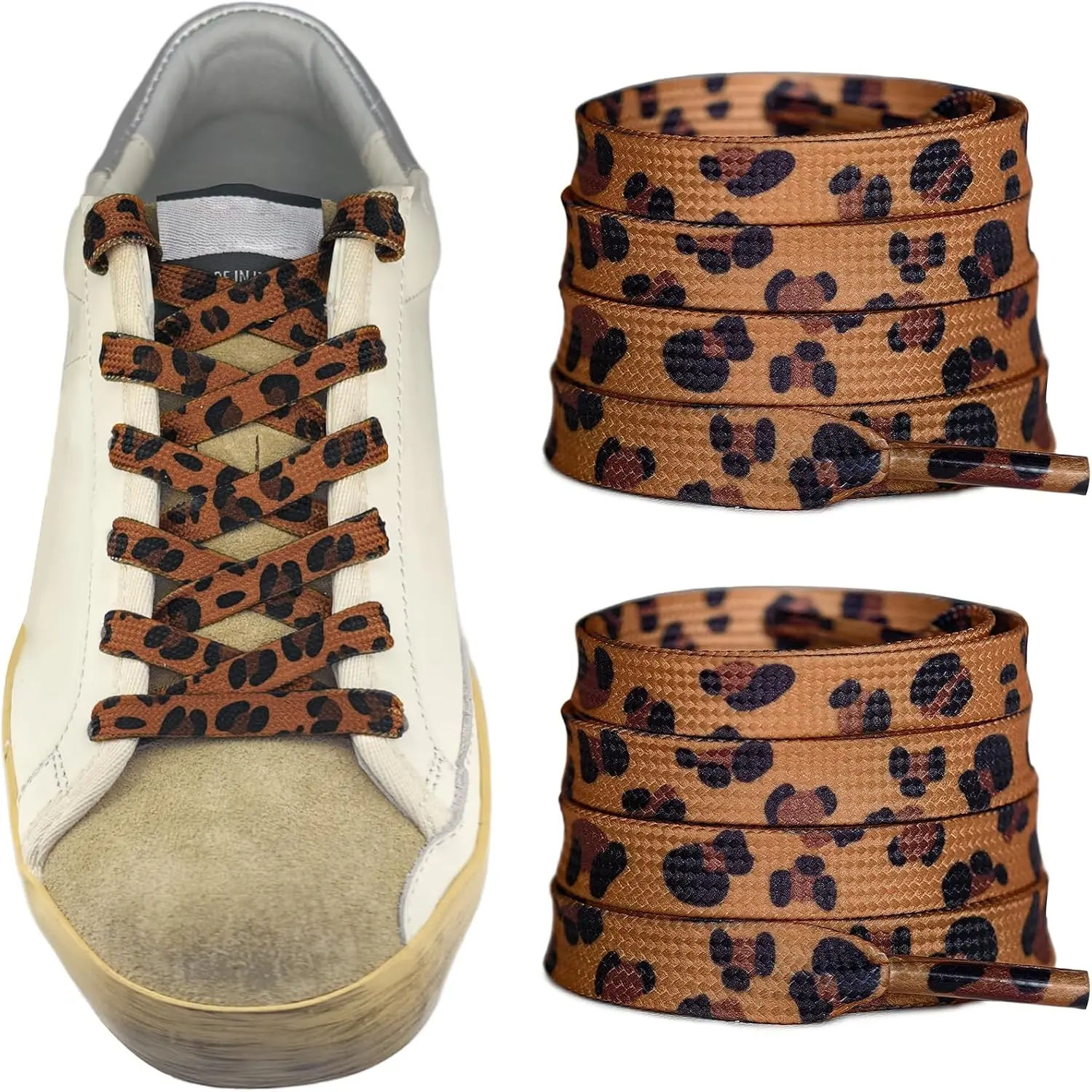 Leopard Print Shoelaces for Golden Goose Superstar Leopard Sneakers, 8MM  Colored   Laces