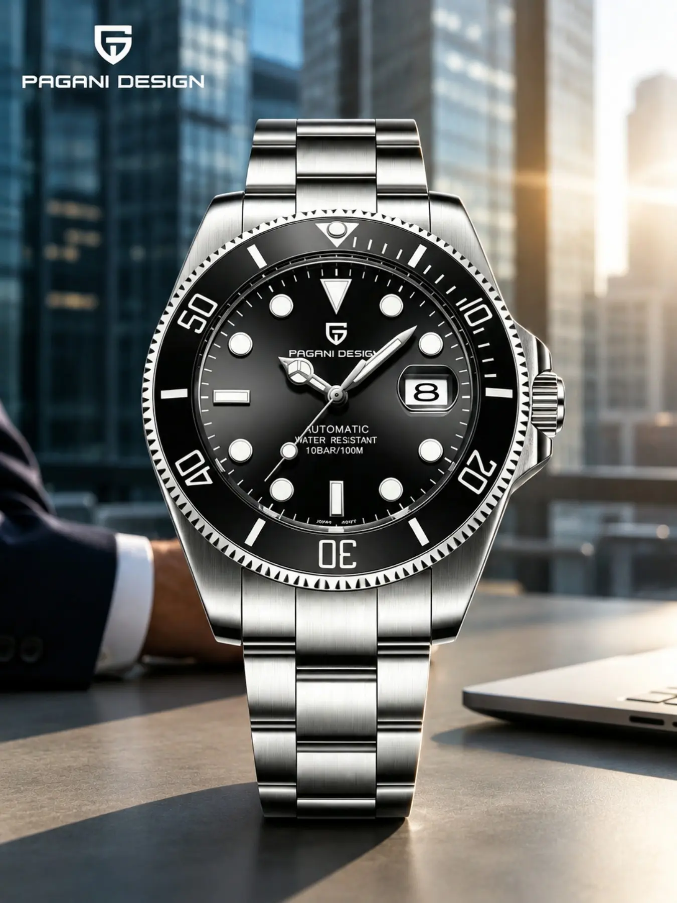 PAGANI DESIGN PD-1639 Men’s Automatic Watch, 43mm Luxury Mechanical Diver Watch, Japan Miyota 8215 Movement, Synthetic Sapphire Crystal, 100M Water Resistant, Luminous Stainless Steel Wristwatch 2026 NEW