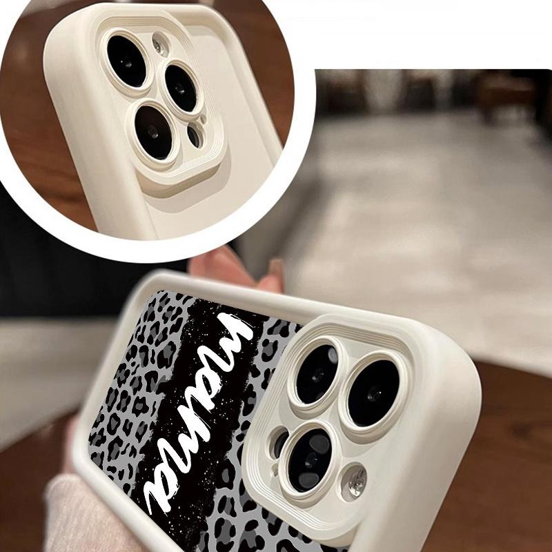 "MAMA" Leopard Print Case for iPhone 16 15 14 Pro Max 13 12 11 XR XS Plus Shockproof Drop Protection Rugged Durable Silicone Cover