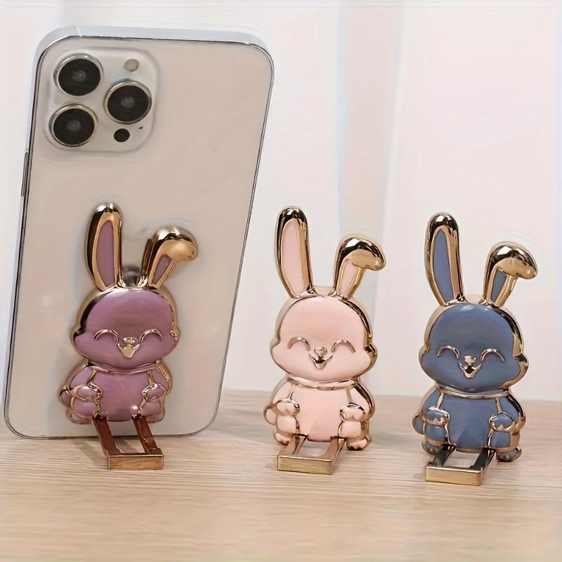 Back to School Phone Case with Rabbit Push Pull Stand, Cute Lazy Bunny Holder for Desk