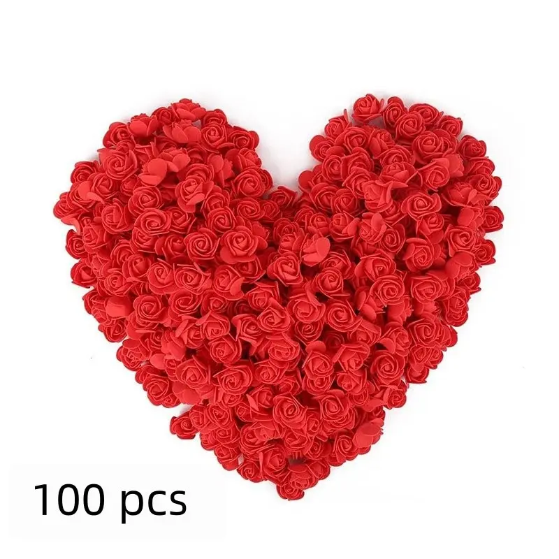 100pcs Foam Rose Headpieces, Realistic Artificial Roses, DIY Wedding Decor, Valentine's Gift, Home & Party Decoration, Decorative Flowers, Indoor/outdoor Use