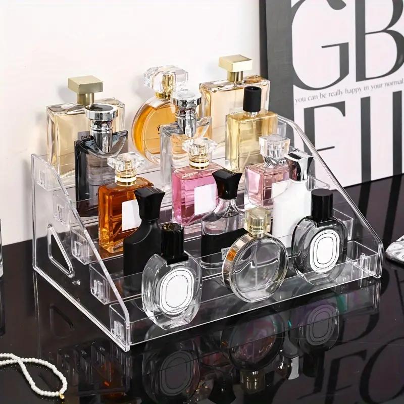 Multi-Layer Transparent Acrylic Perfume Storage Rack, 1 Count Desktop Makeup Organizer, Home Display Stand for Perfume & Cosmetics