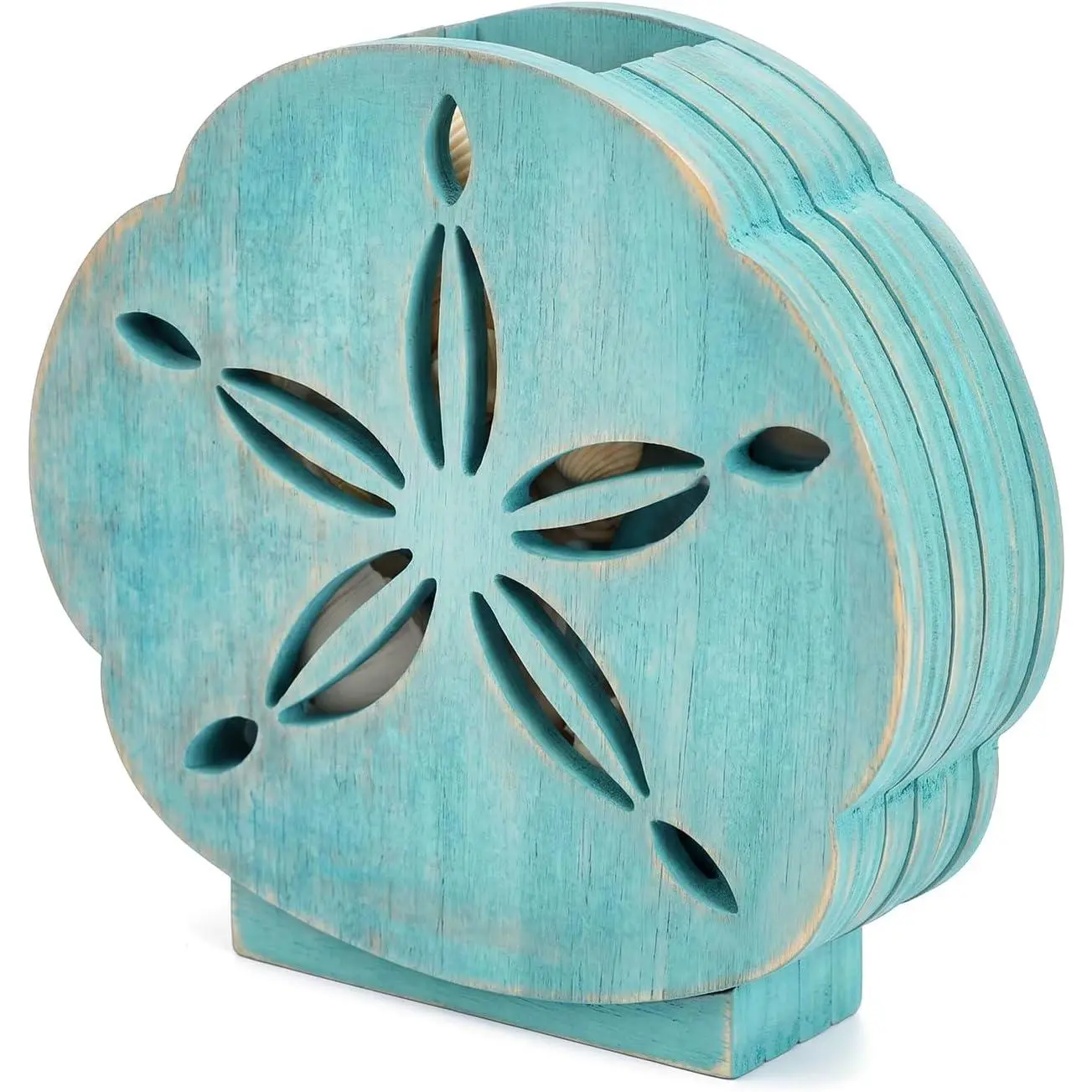 Green Sand Dollar Seashell Holder Seashell Display Box Wooden Small Starfish Shell Display Case with  Clear Window   Collection Box for Shells Sea Rock  Decor Present