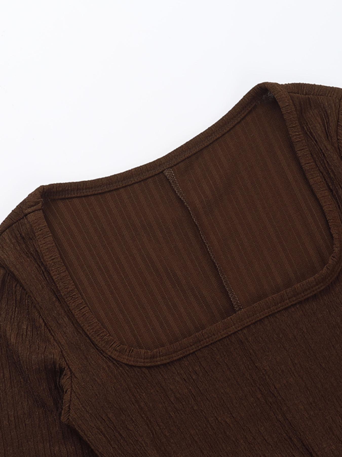 Women's Plain Lace Up Flounce Sleeve Dress, Elegant Square Neck Long Sleeve A Line Dress for Spring & Fall, Women's Clothing for Daily Wear