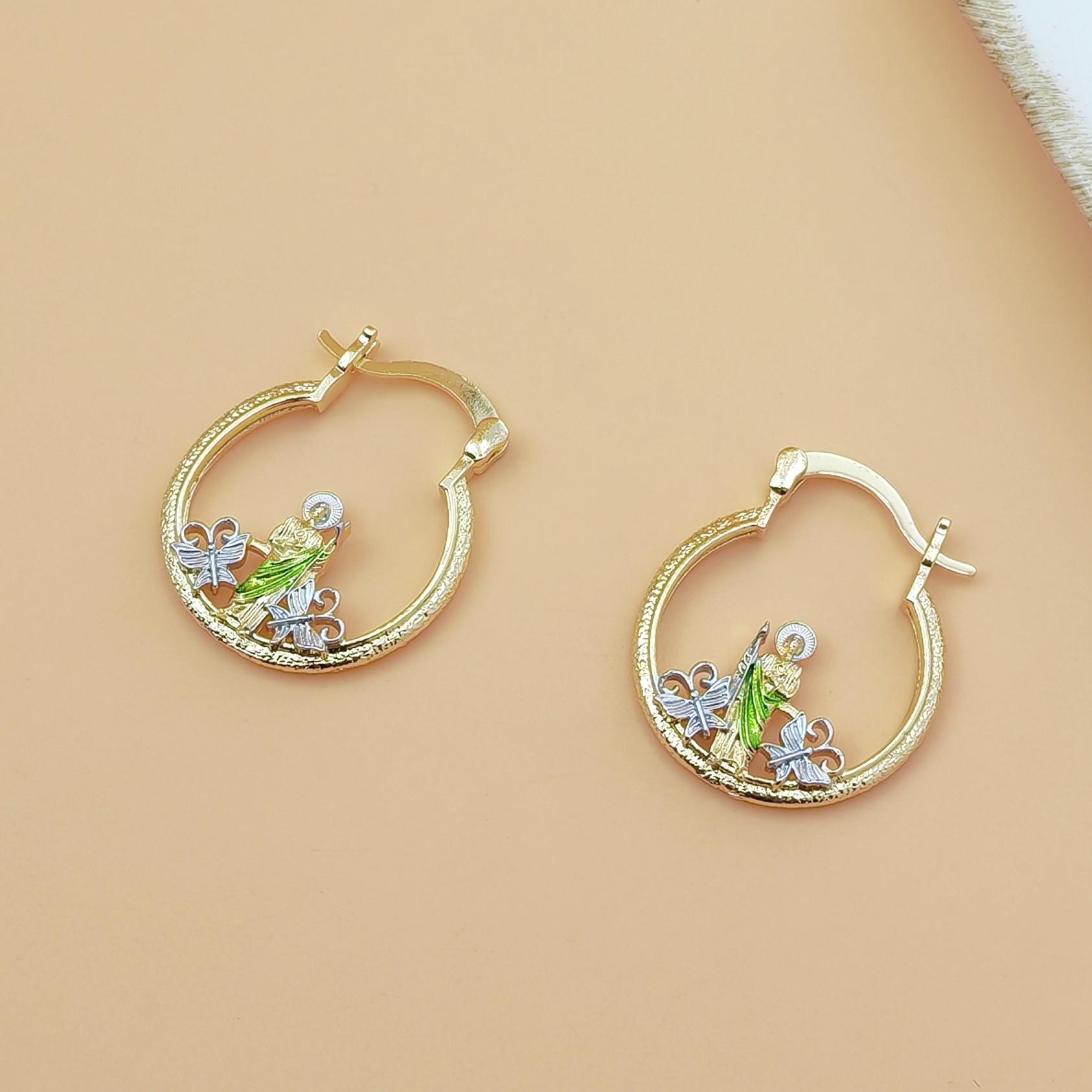 Vintage Saint Jude Portrait Drop Earrings for Women, European American Religious Inspired Design, Luxury Minimalist Style, Elegant & Chic Fashion Jewelry, Perfect for Daily Wear, Parties & Meaningful Gift Giving