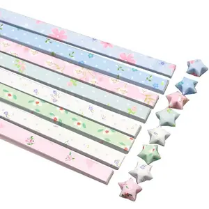 400 Sheets Cute Floral Origami Stars Paper Folding Strips Package DIY Paper