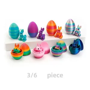 3/6 Pcs Random Color 3D Printed Decorations, 3D Printed Rabbit Egg Set for Easter, Craft Ornaments, Kids Gifts, Fun & Creative Accessories