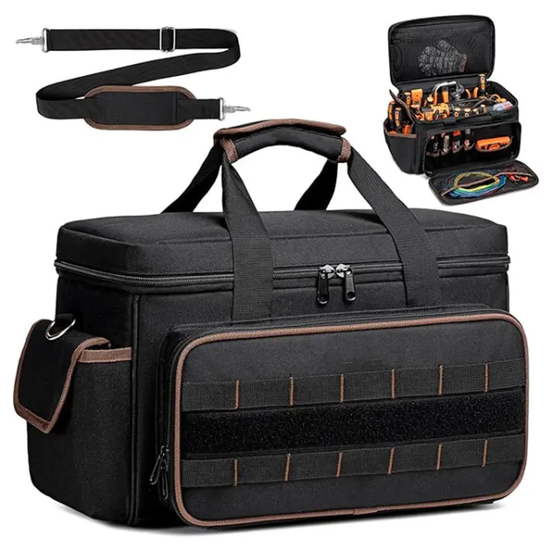 Bestseller 17 Inch Large Capacity Oxford Fabric Tool Bag Heavy Duty Hardware Storage Tote Wear Resistant Portable Handbag for Electricians Carpenters Mechanics Construction Workers Home DIY Garage Organization