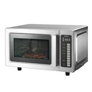 VEVOR Countertop Microwave Oven, 0.9 Cu Ft, 1000W Digital Stainless Steel Microwave Oven with Touchscreen, 10 Cooking Presets, 5 Power Levels, Multi-Lock Door Easy Clean Interior for Commercial Use