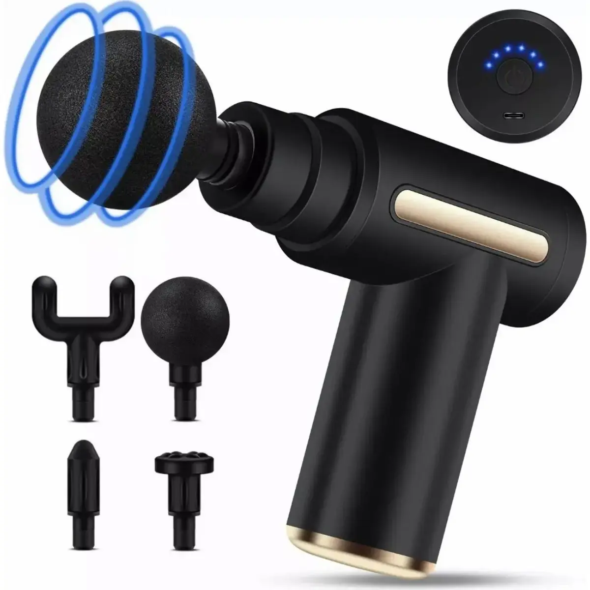 Mini USB Rechargeable Fascia Gun, 6 Modes Deep Muscle Massager, 4 Massage Heads, Portable Electric Relaxer, Ideal Gift, New Model Bx-720
