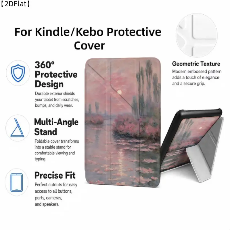 For Kindle/Kobo/Tolino Case, with stand Pink Sky Water Trees Reflection for New Kindle 11Th 2019, for Kindle 11th Generation Case for Kindle 11Th (2022/2024), 6-Inch, 7-Inch Kindle Paperwhite 12Th Generation 2024 Vision Color (2024) /Vision 6 (2021）/Shine